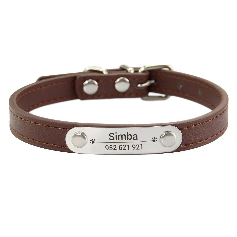 Personalized Dog Collar – Engraved Leather Pet ID Collar