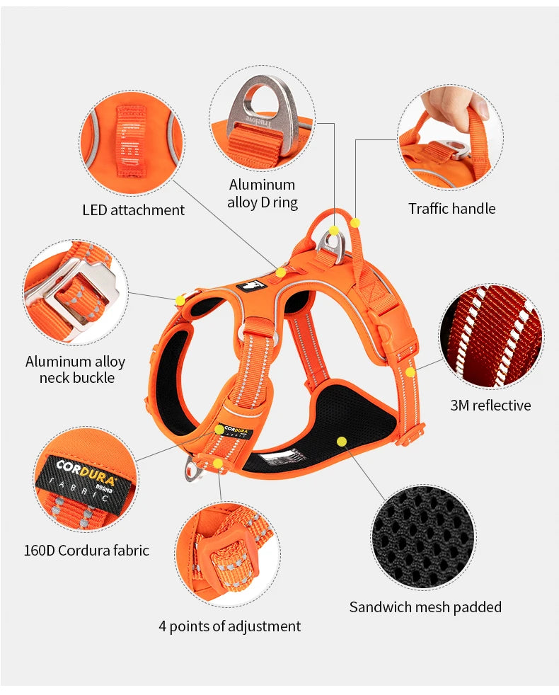 No Pull Dog Harness Adjustable Nylon Reflective Padded