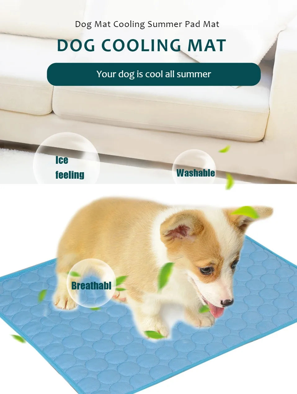 Dog Cooling Mat, Self Cooling Pad for Small & Large Dogs