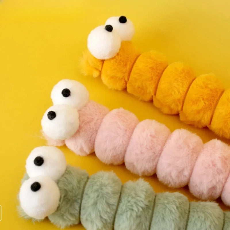 Plush Cat Chew Toy – Caterpillar Catnip Pillow for Cats