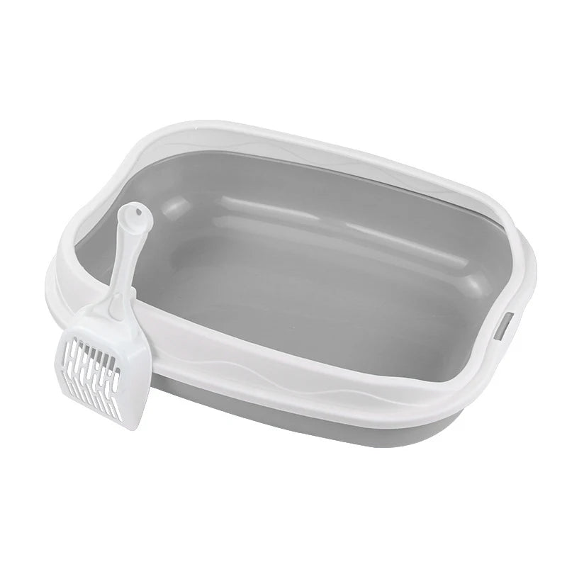 Large Cat Litter Box – Semi-Enclosed Toilet Tray with High Sides