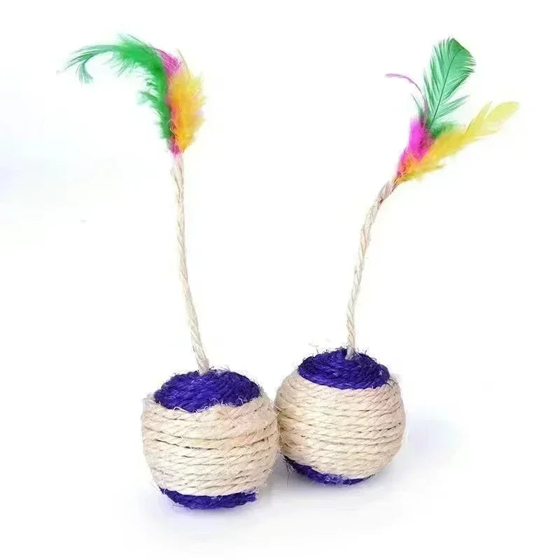 Cat Scratching Ball – Sisal Interactive Cat Toy with Feather