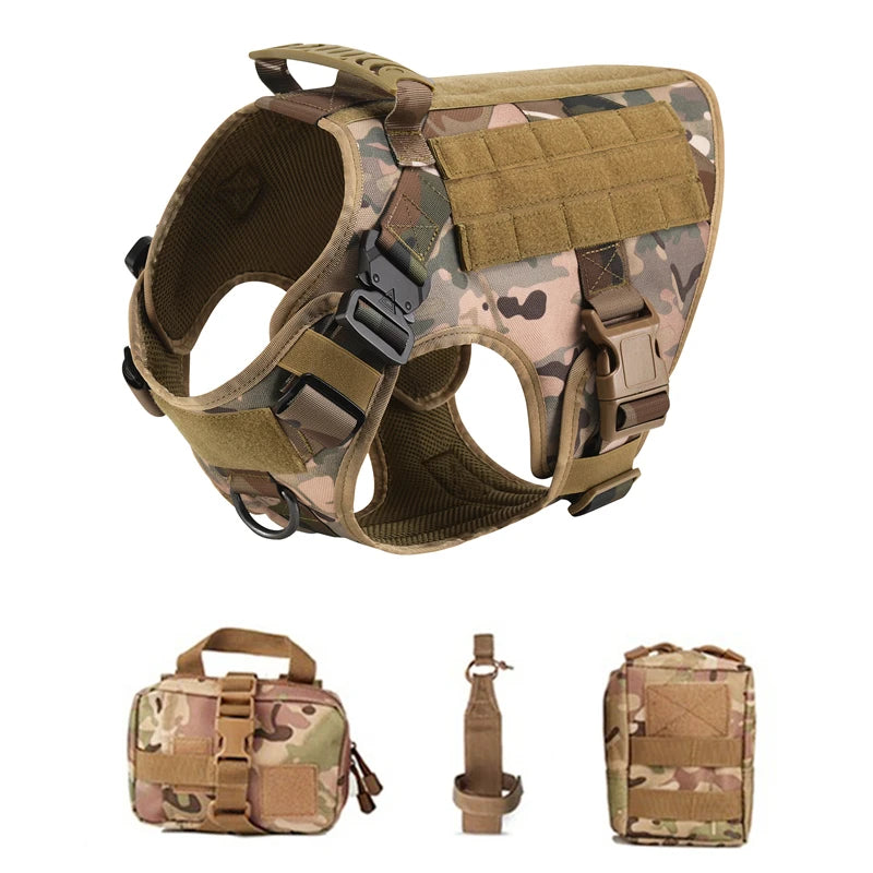 Tactical Dog Harness – 1000D Nylon Vest With Leash Set