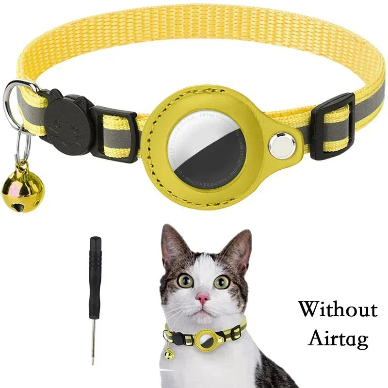 AirTag Cat Collar with Reflective Holder, Bell & Adjustable Fit
