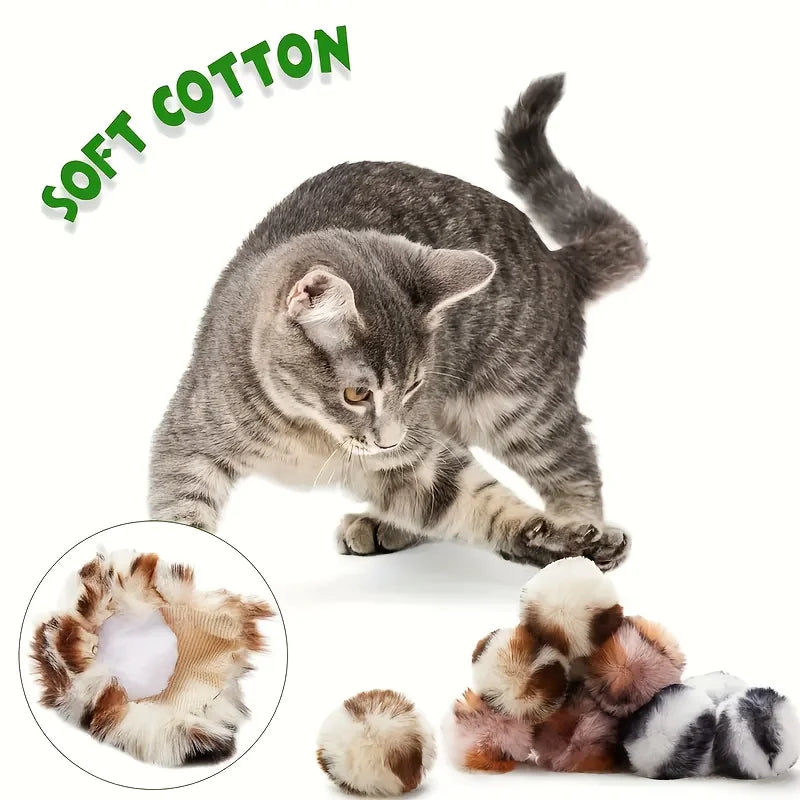Plush Cat Ball Toy – 3 Piece Soft Leopard Print Set
