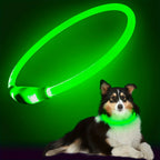 LED Dog Collar, Rechargeable Light Up Reflective Nylon Collar