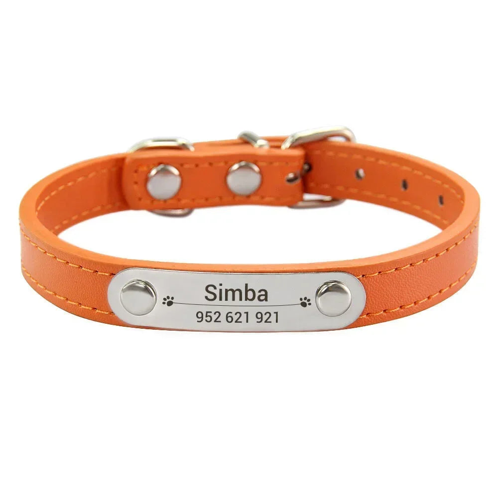 Personalized Dog Collar – Engraved Leather Pet ID Collar