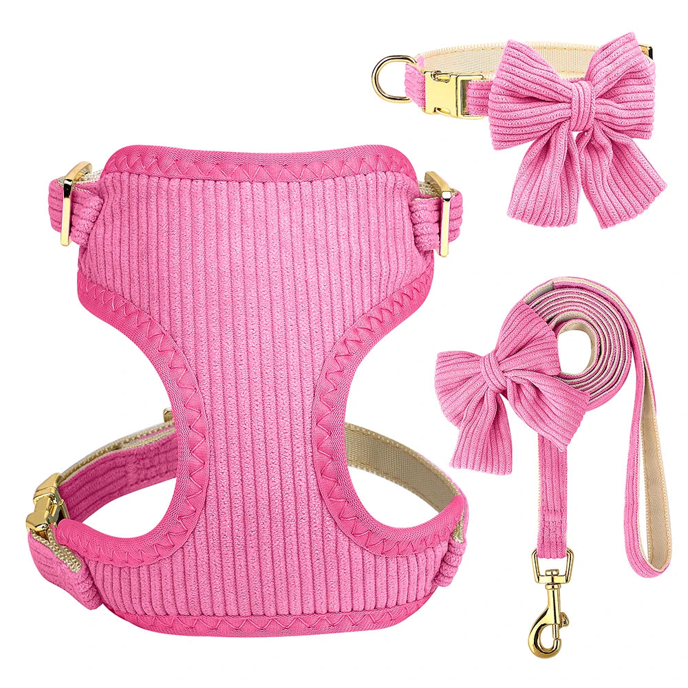 Dog Harness Leash Set, Soft Adjustable Harness & Collar for Small Dogs