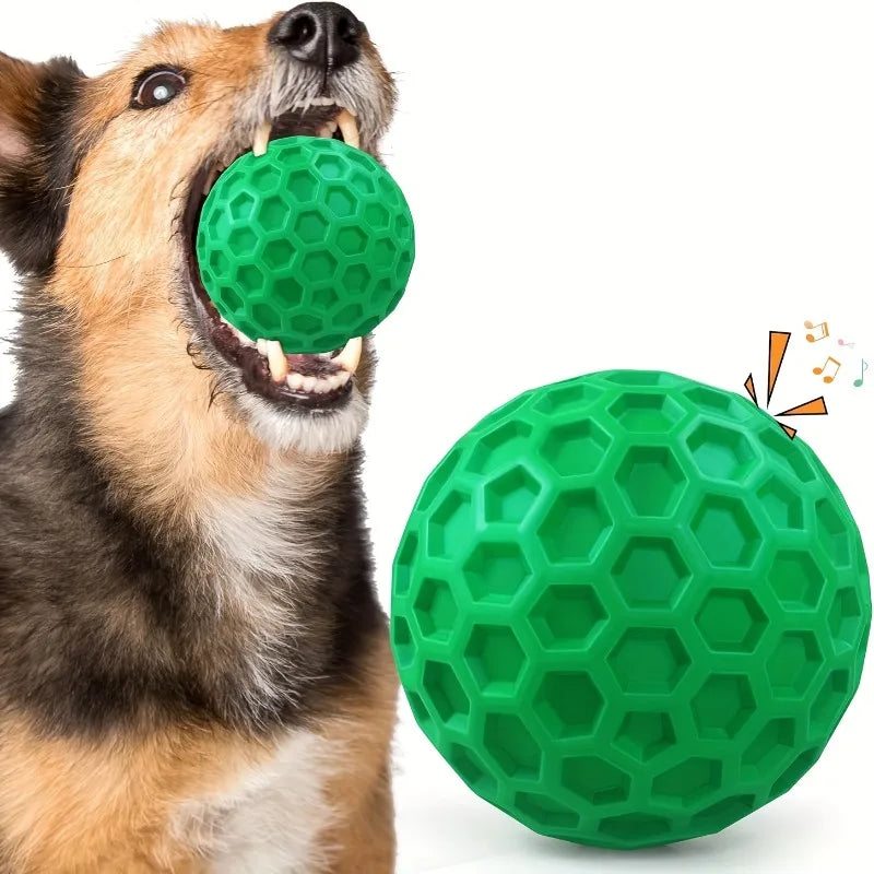 Rubber Dog Chew Toy – Squeaky Hexagonal Chew Ball