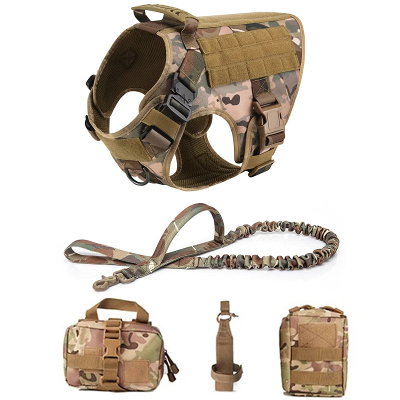 Tactical Dog Harness – 1000D Nylon Vest With Leash Set