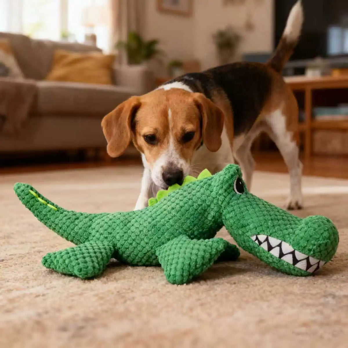 Plush Squeaky Dog Toy – Dinosaur Interactive Chew Toy for Dogs
