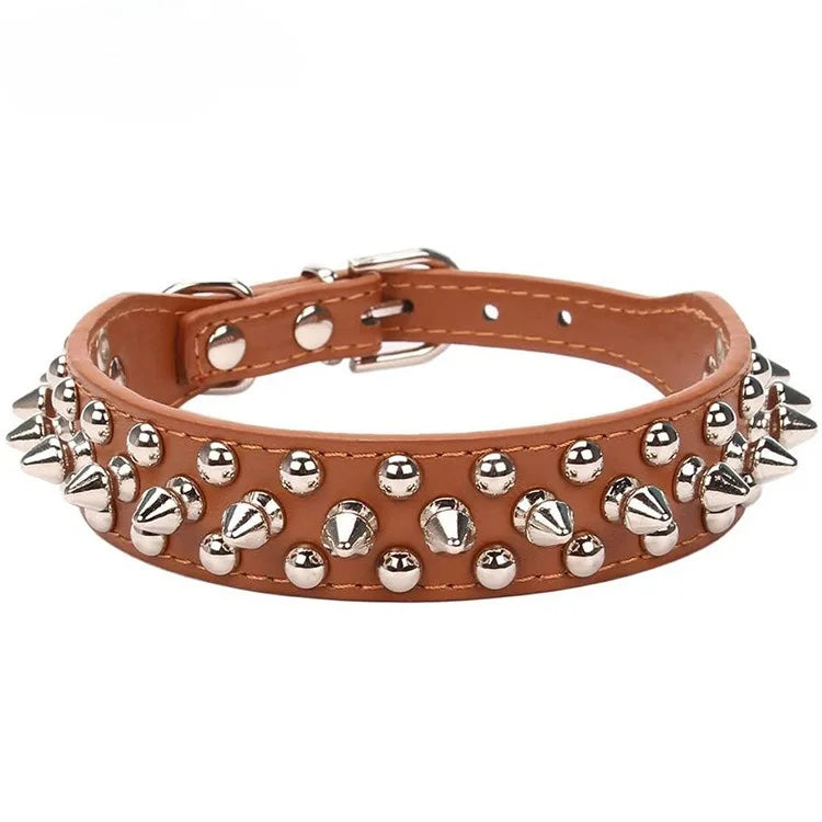 Leather Dog Collar Adjustable PU Neck Strap with Buckle
