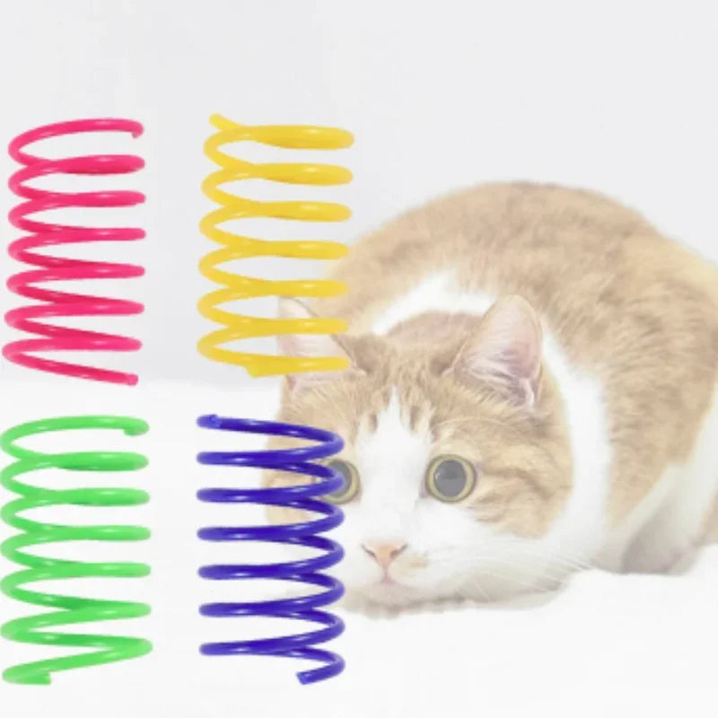 Cat Spring Toy – Colorful Interactive Plastic Cat Toy