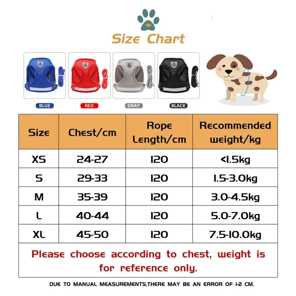 Cat Harness and Leash Set – Adjustable Reflective Mesh Vest