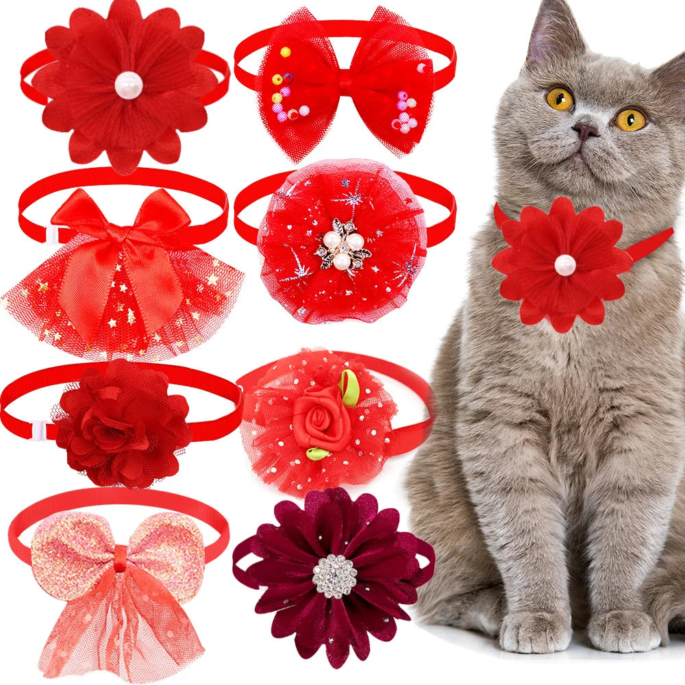 Pet Bow Collar Adjustable Lace Dog & Cat Necktie Set