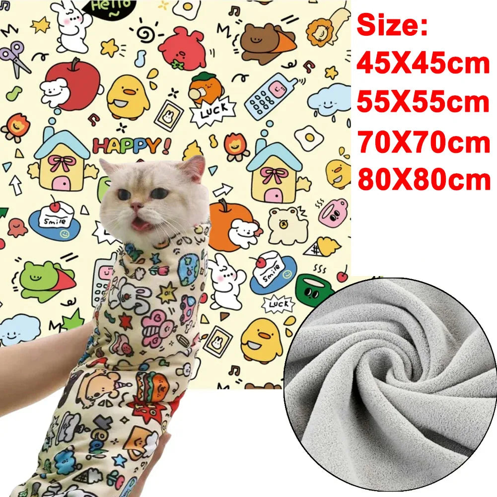 Cat Swaddle Wrap – Self-Adherent Anti-Scratch Grooming & Nail Clipping