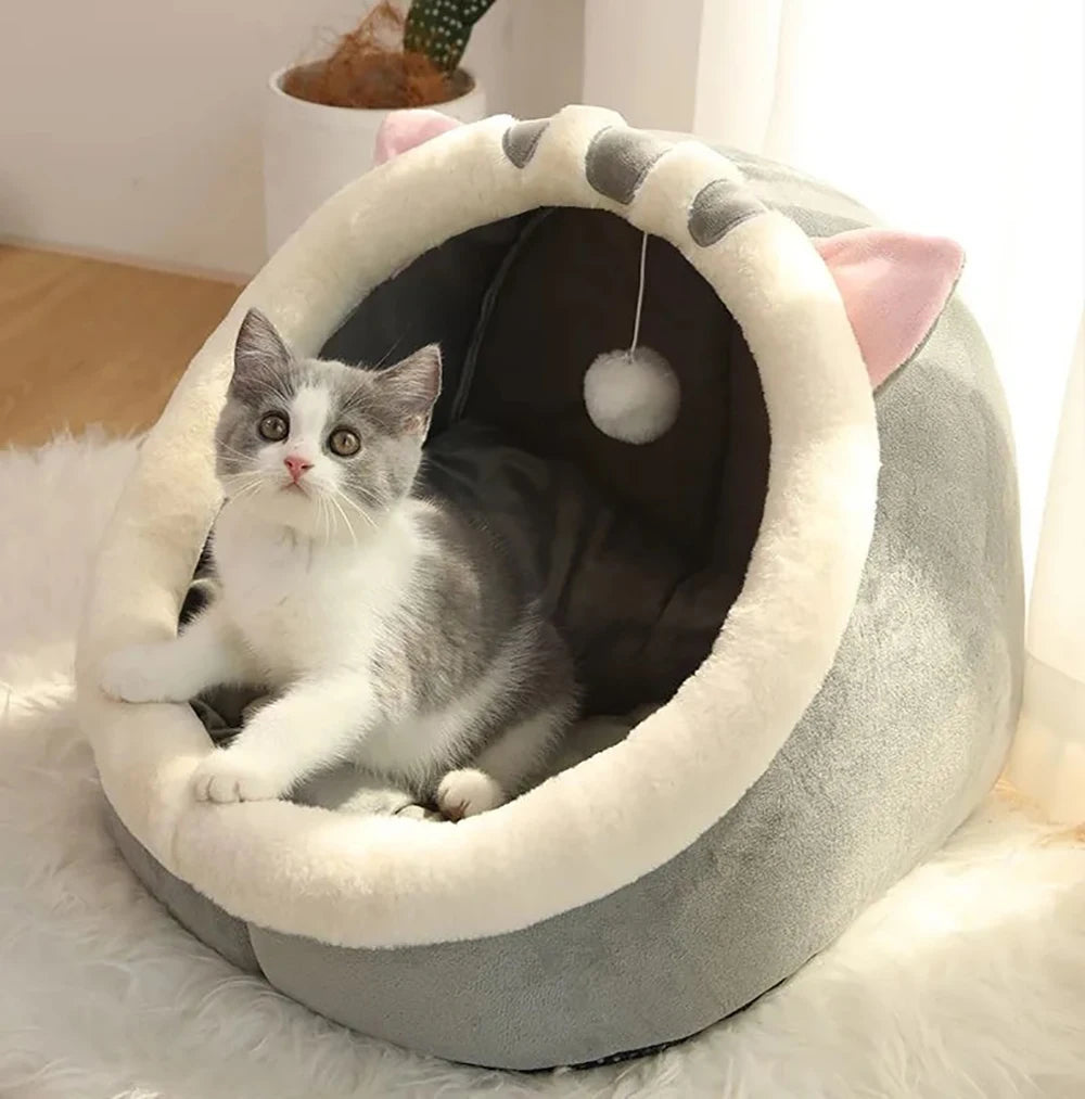 Enclosed Cat Bed, Foldable Washable Sleeping Cave for Small Pets