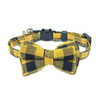 Breakaway Cat Collar with Bell – Plaid Bow Tie Adjustable Collar