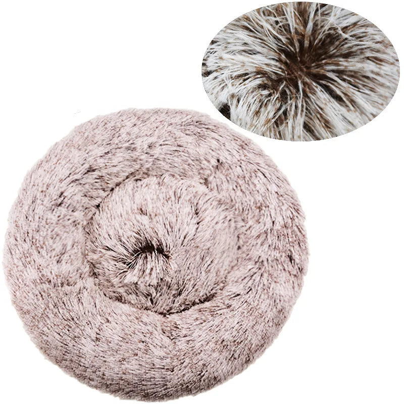 Plush Dog Bed Round Soft Calming Bed for Small Large Dogs & Cats