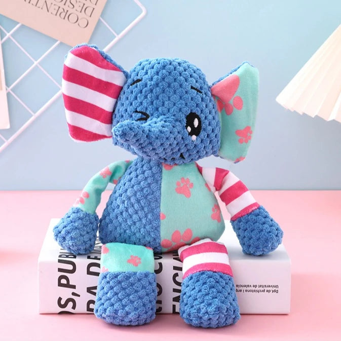Plush Squeaky Dog Toy – Elephant, Fox & Puppy Designs