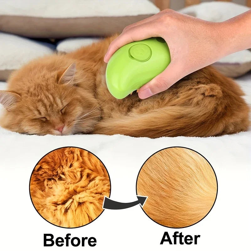 Cat Steam Brush 3-in-1 Pet Grooming Brush for Loose Hair & Tangles