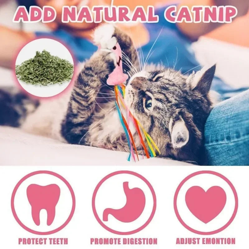 Cat Wand Toy with Bell & Catnip – Interactive Teaser for Indoor Cats
