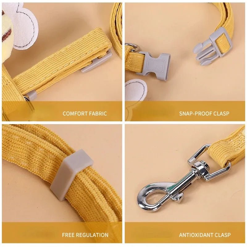 Cat Harness and Leash Set – Adjustable Cartoon Bee Design