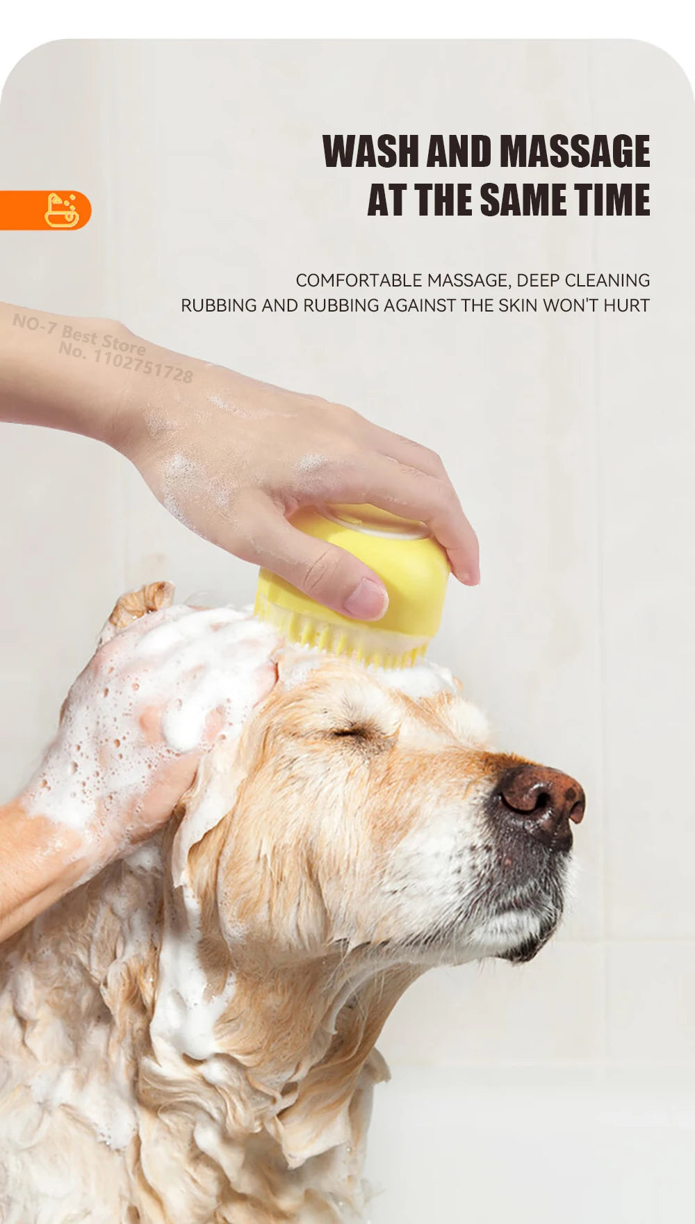 Dog Bath Brush Silicone Shampoo Dispenser Massage Scrubber