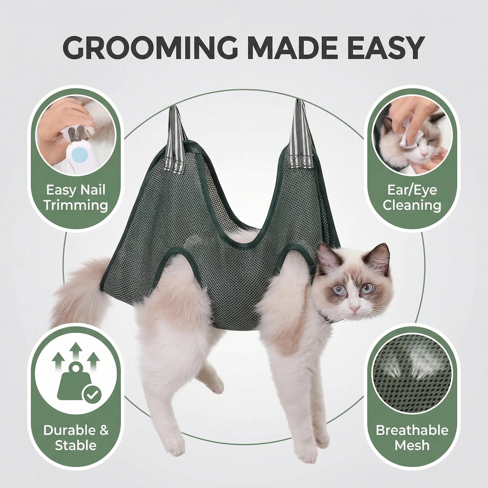 Pet Grooming Hammock – Adjustable Cat & Dog Nail Trimming Sling