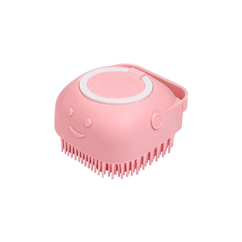 Dog Bath Brush Silicone Shampoo Dispenser Massage Scrubber