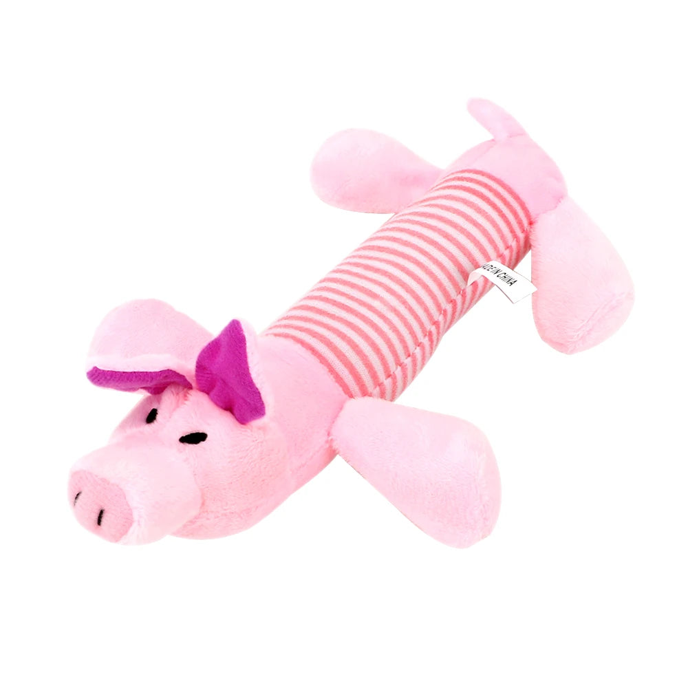 Squeaky Dog Toy Plush Elephant Duck Pig Interactive Toy