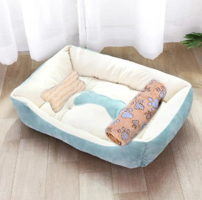 Large Dog Bed – Warm Square Pet Nest for Dogs & Cats