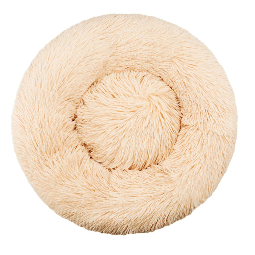 Plush Dog Bed Round Soft Calming Bed for Small Large Dogs & Cats