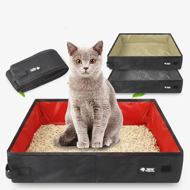 Portable Cat Litter Box – Foldable Travel Pet Toilet Tray