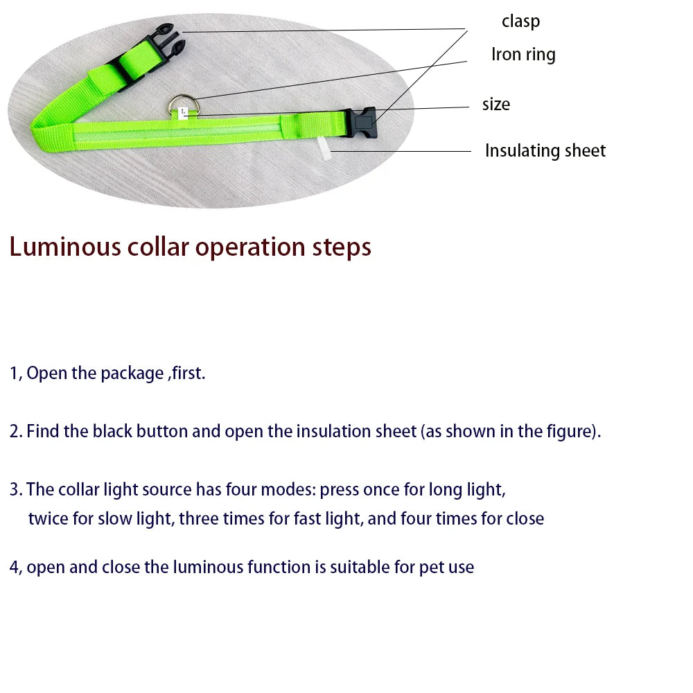 LED Dog Leash, Light-Up Nylon Safety Leash for Night Walking