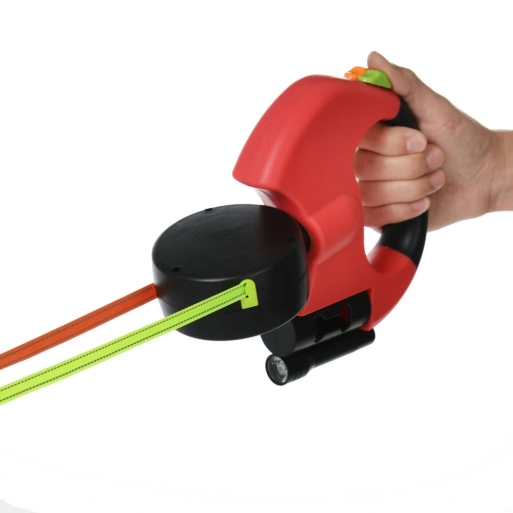 Retractable Dog Leash – 3m Reflective Double Lead with Lights