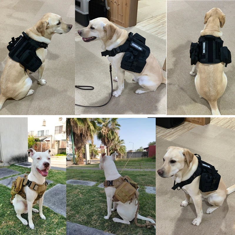 Tactical Dog Harness – 1000D Nylon Vest With Leash Set