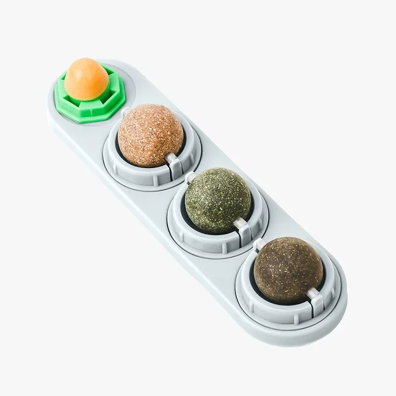 Catnip Wall Ball Toy – Rotating Interactive Cat Teeth Cleaning Toy