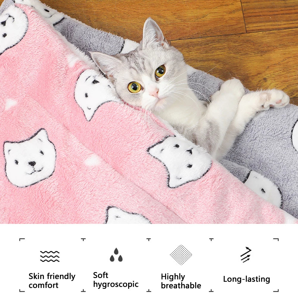 Cat Sleeping Mat – Soft Plush Winter Bed for Cats & Small Dogs