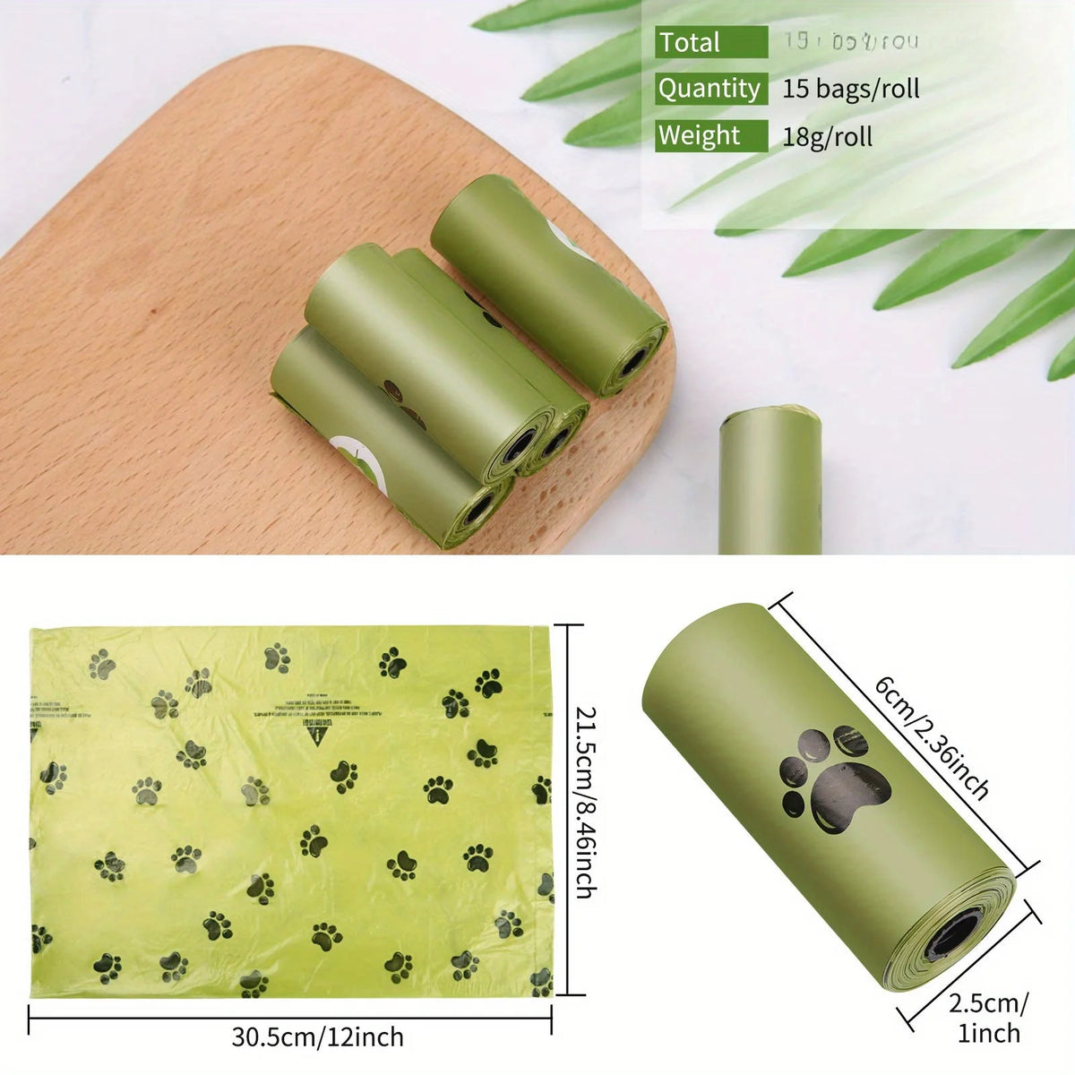 8 Rolls Biodegradable Dog Poop Bags Leak-Proof Unscented Waste Bags for Dogs High-Quality Corn Starch Material