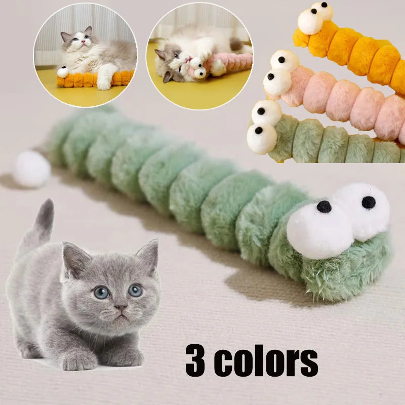 Plush Cat Chew Toy – Caterpillar Catnip Pillow for Cats