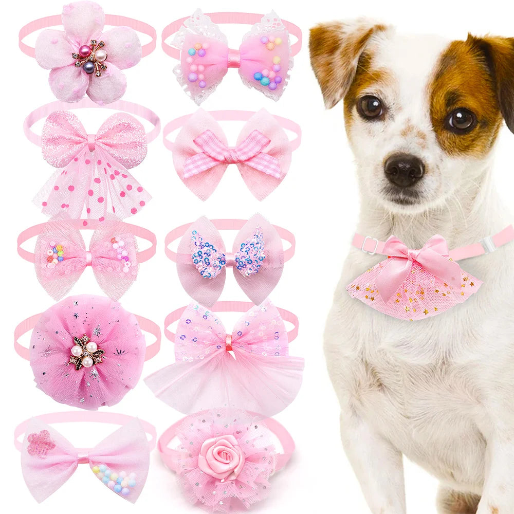 Pet Bow Collar Adjustable Lace Dog & Cat Necktie Set
