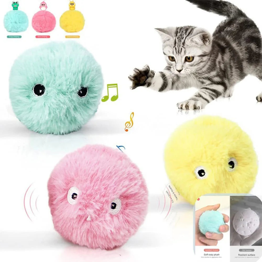 Interactive Cat Ball Toy – Plush Squeaky Training Toy for Cats