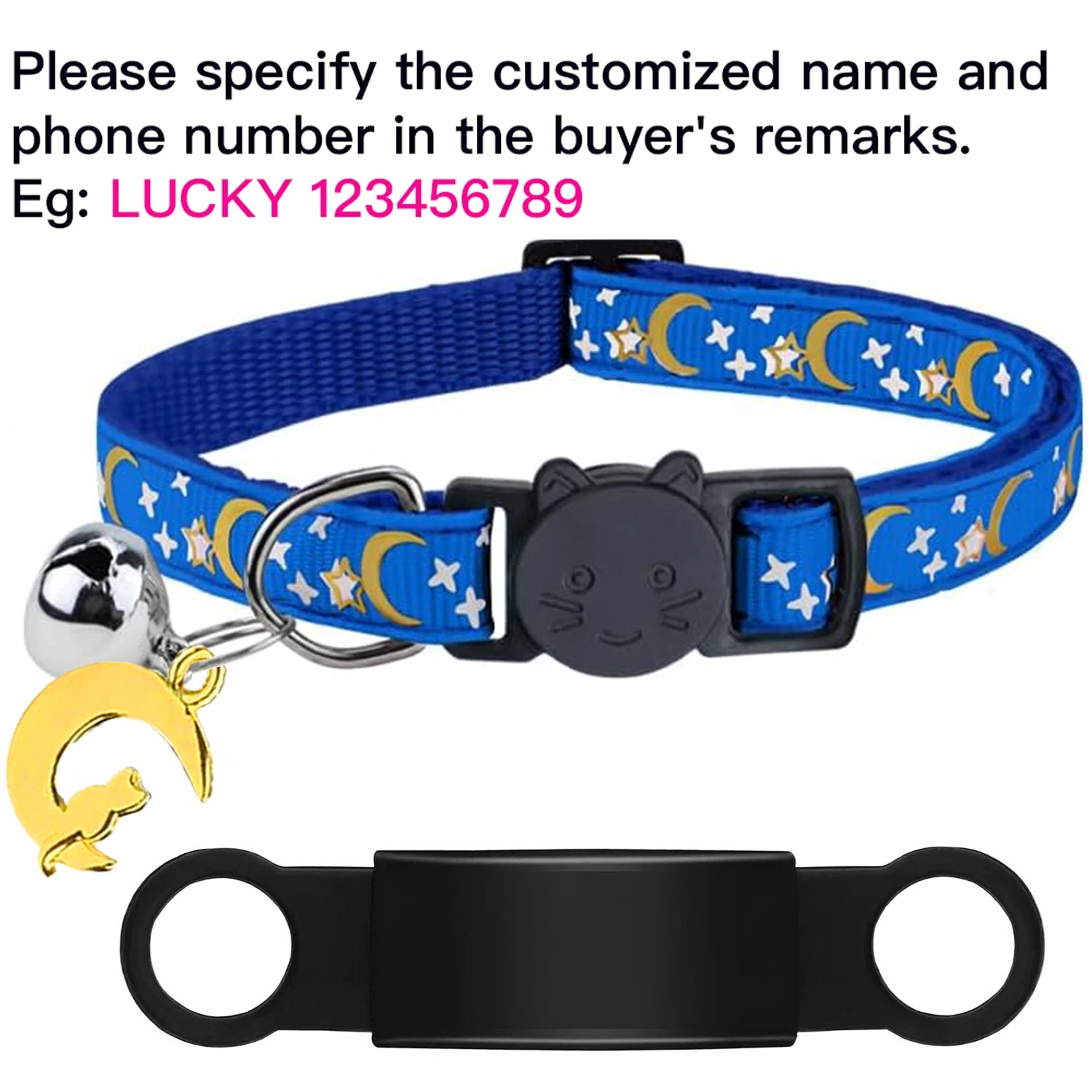Personalized Cat Collar with Engraved ID Tag, Bell & Glow Design