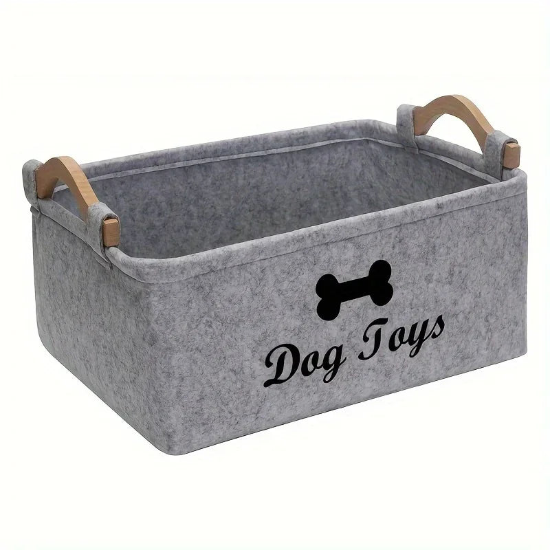 Dog Toy Storage Box Felt Pet Toy Organizer Basket