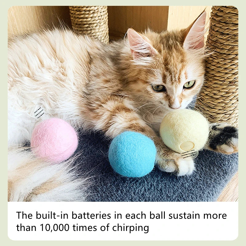 Interactive Cat Ball Toy with Touch Sounds and Catnip Compartment
