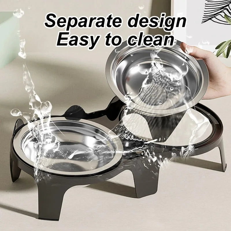 Stainless Steel Cat Bowl – Anti-Tip Food & Water Bowl for Pets