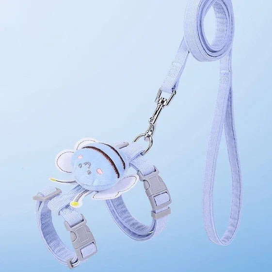 Cat Harness and Leash Set Adjustable Bee Design for Walking
