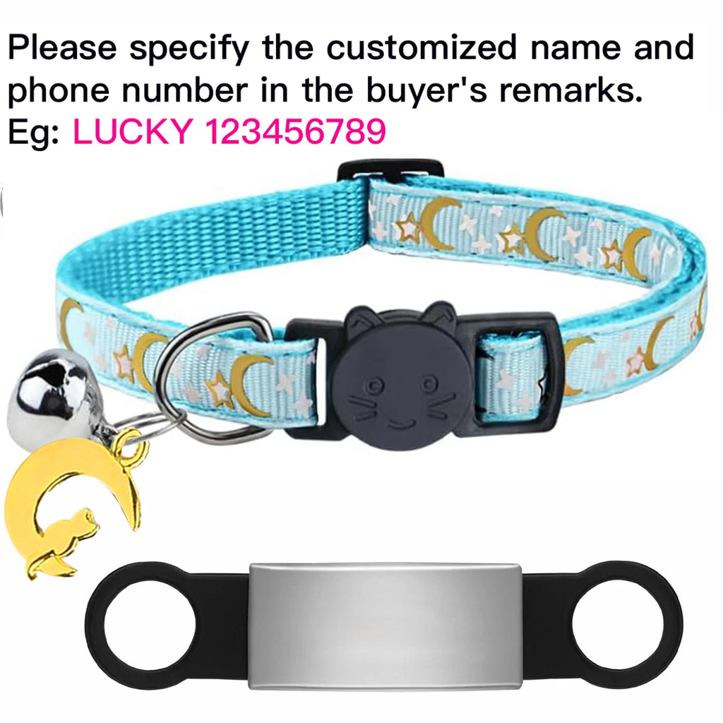 Personalized Cat Collar with Engraved ID Tag, Bell & Glow Design