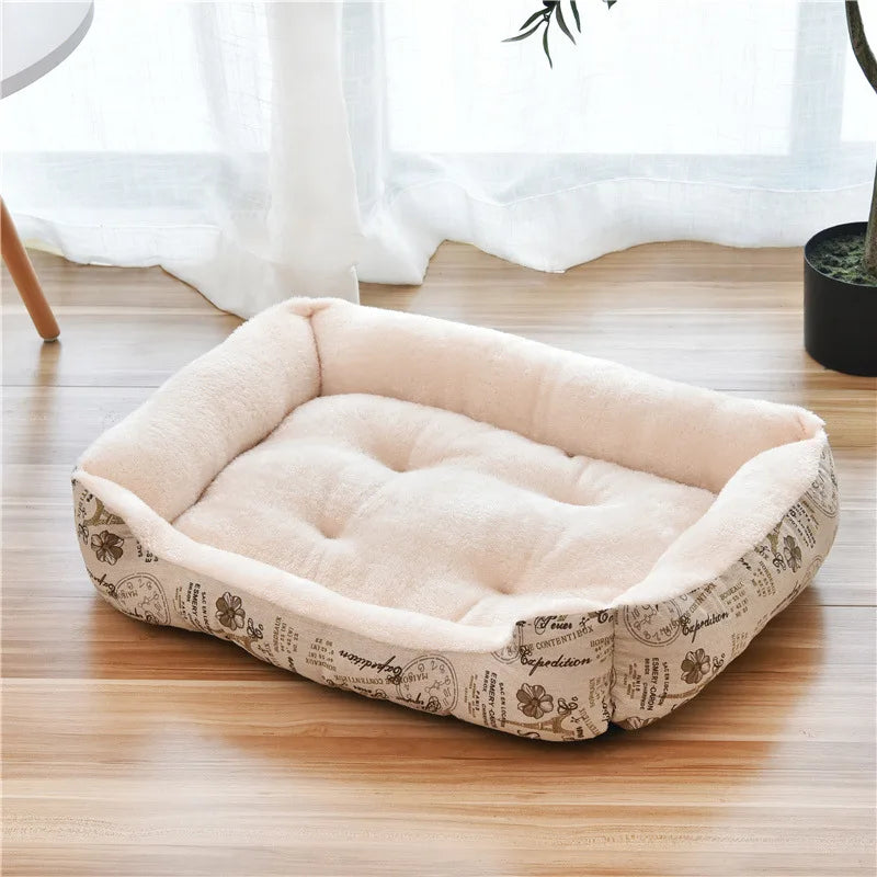 Large Dog Bed – Warm Square Pet Nest for Dogs & Cats
